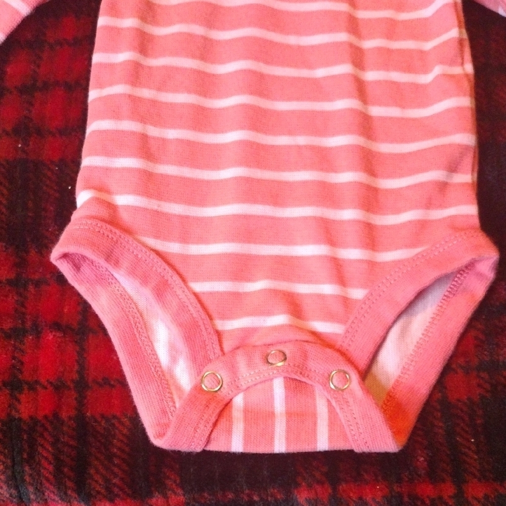 Hanes Pink and White Striped Kids Bodysuit - Picture 4 of 5